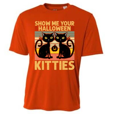 Show Me Your Halloween Kitties Halloween Black Cat Meme Cool Gift Cooling Performance Crew T-Shirt