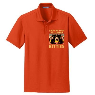 Show Me Your Halloween Kitties Halloween Black Cat Meme Cool Gift Dry Zone Grid Polo