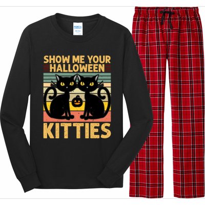 Show Me Your Halloween Kitties Halloween Black Cat Meme Cool Gift Long Sleeve Pajama Set