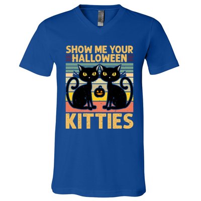 Show Me Your Halloween Kitties Halloween Black Cat Meme Cool Gift V-Neck T-Shirt