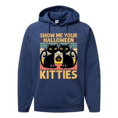 Show Me Your Halloween Kitties Halloween Black Cat Meme Cool Gift Performance Fleece Hoodie