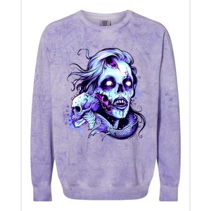 Scary Mermaid Zombie Creepy Adult Halloween Mermaid Art Colorblast Crewneck Sweatshirt