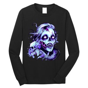 Scary Mermaid Zombie Creepy Adult Halloween Mermaid Art Long Sleeve Shirt