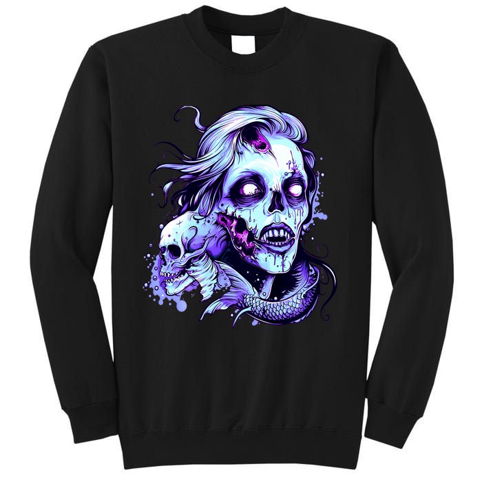 Scary Mermaid Zombie Creepy Adult Halloween Mermaid Art Sweatshirt