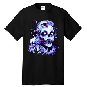 Scary Mermaid Zombie Creepy Adult Halloween Mermaid Art Tall T-Shirt