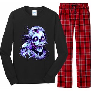 Scary Mermaid Zombie Creepy Adult Halloween Mermaid Art Long Sleeve Pajama Set