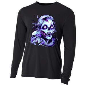 Scary Mermaid Zombie Creepy Adult Halloween Mermaid Art Cooling Performance Long Sleeve Crew