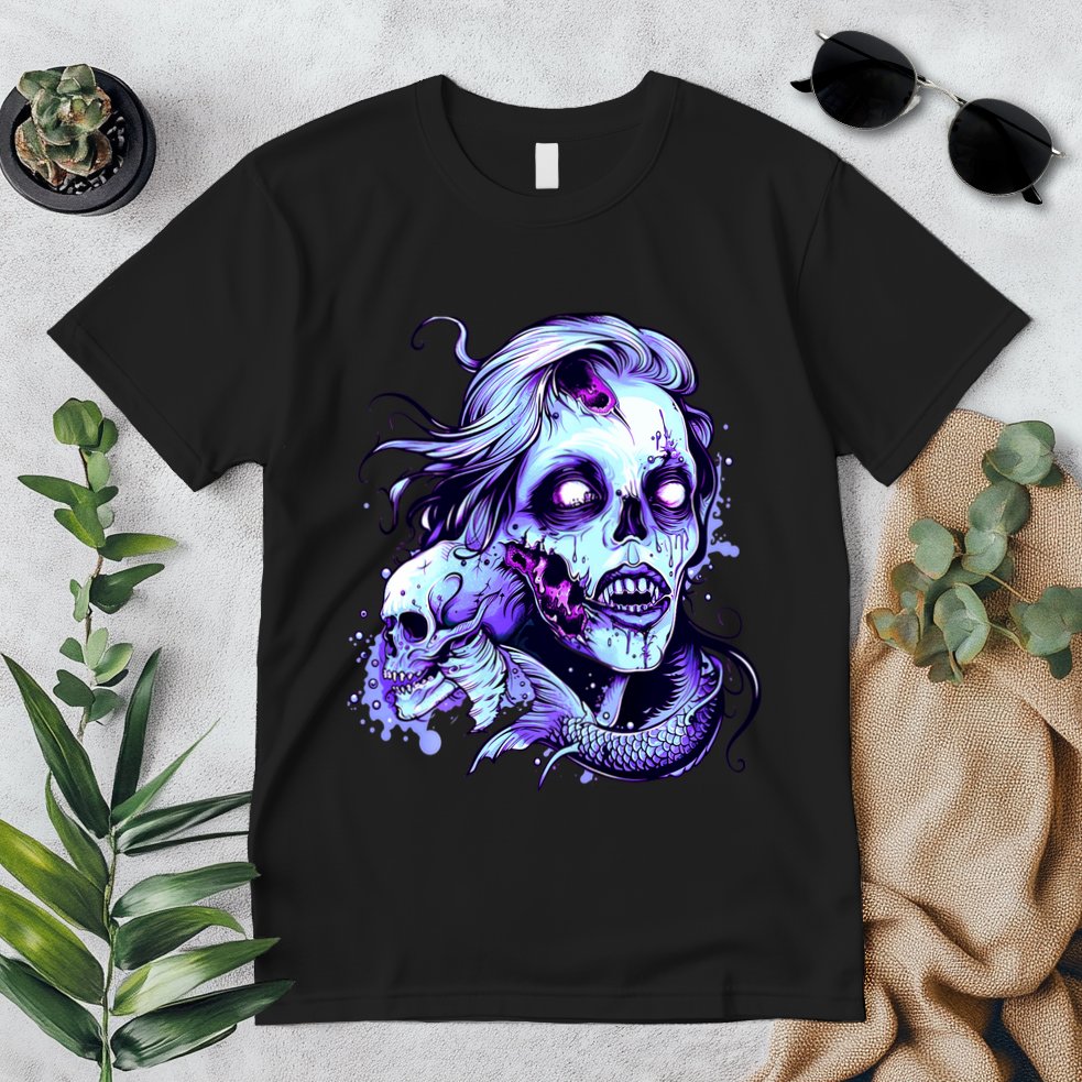 Scary Mermaid Zombie Creepy Adult Halloween Mermaid Art Premium T-Shirt