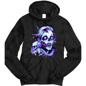 Scary Mermaid Zombie Creepy Adult Halloween Mermaid Art Tie Dye Hoodie