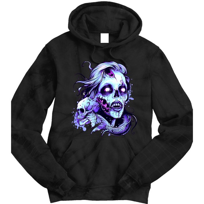 Scary Mermaid Zombie Creepy Adult Halloween Mermaid Art Tie Dye Hoodie