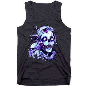 Scary Mermaid Zombie Creepy Adult Halloween Mermaid Art Tank Top