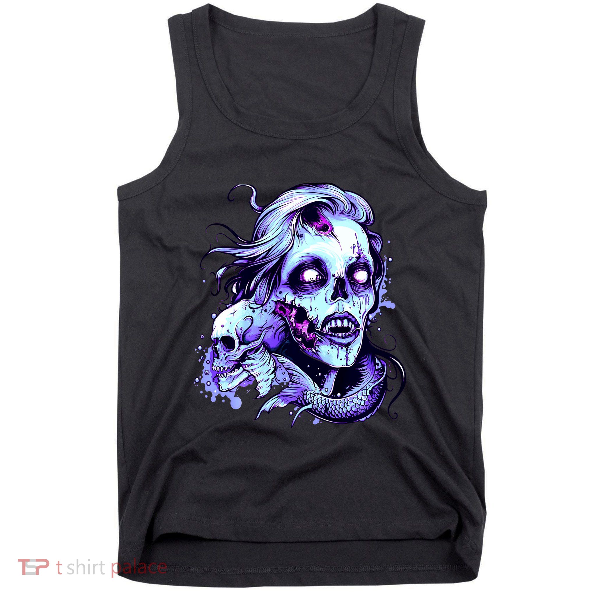 Scary Mermaid Zombie Creepy Adult Halloween Mermaid Art Tank Top