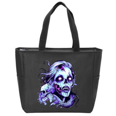 Scary Mermaid Zombie Creepy Adult Halloween Mermaid Art Zip Tote Bag