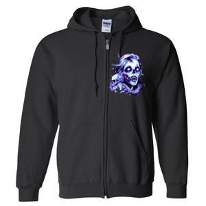 Scary Mermaid Zombie Creepy Adult Halloween Mermaid Art Full Zip Hoodie