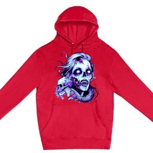 Scary Mermaid Zombie Creepy Adult Halloween Mermaid Art Premium Pullover Hoodie