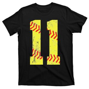 Softball Number 11 Eleven 11th Birthday T-Shirt