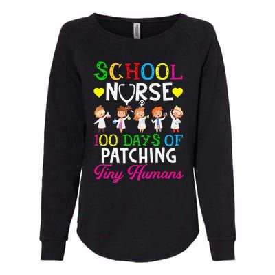 School Nurse 100 Days Of School Funny Patching Tiny Humans Womens California Wash Sweatshirt