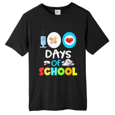 School Nurse 100 Days Of School Gift Teacher Student Nursing Tall Fusion ChromaSoft Performance T-Shirt