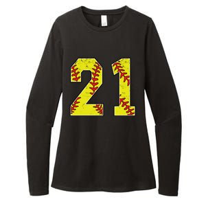 Softball Number 21 Mom Dad Show Support Favorite Player Great Gift Womens CVC Long Sleeve Shirt