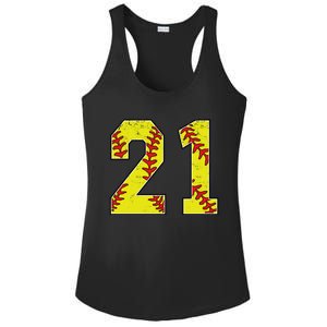 Softball Number 21 Mom Dad Show Support Favorite Player Great Gift Ladies PosiCharge Competitor Racerback Tank