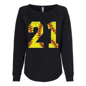 Softball Number 21 Mom Dad Show Support Favorite Player Great Gift Womens California Wash Sweatshirt