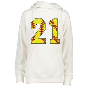 Softball Number 21 Mom Dad Show Support Favorite Player Great Gift Womens Funnel Neck Pullover Hood