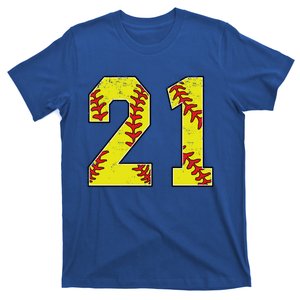 Softball Number 21 Mom Dad Show Support Favorite Player Great Gift T-Shirt