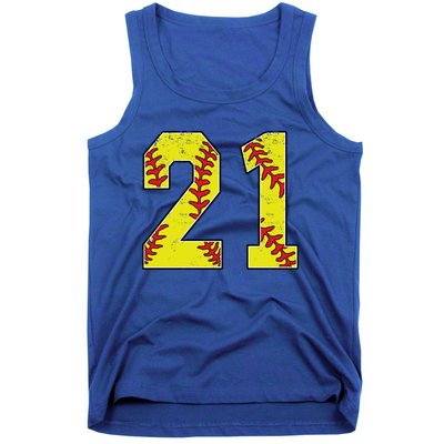 Softball Number 21 Mom Dad Show Support Favorite Player Great Gift Tank Top