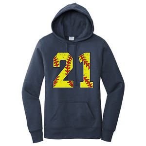 Softball Number 21 Mom Dad Show Support Favorite Player Great Gift Women's Pullover Hoodie