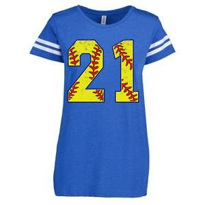 Softball Number 21 Mom Dad Show Support Favorite Player Great Gift Enza Ladies Jersey Football T-Shirt