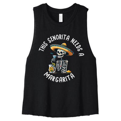 Senorita Needs A Margarita Cinco De Mayo Celebration Women's Racerback Cropped Tank