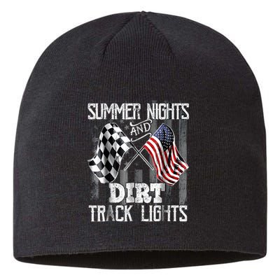 Summer Nights And Dirt Track Lights Sprint Car Racing Sustainable Beanie