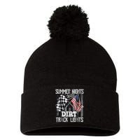 Summer Nights And Dirt Track Lights Sprint Car Racing Pom Pom 12in Knit Beanie