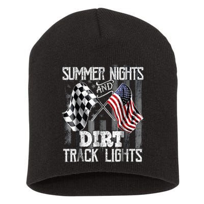 Summer Nights And Dirt Track Lights Sprint Car Racing Short Acrylic Beanie