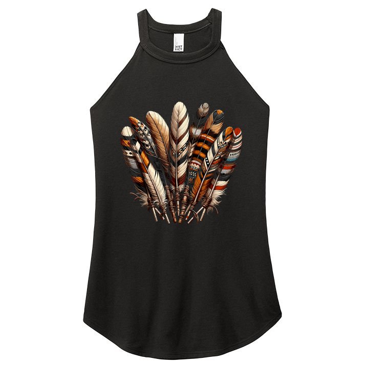 Southwest Native American Indian Feather Women's Perfect Tri Rocker Tank