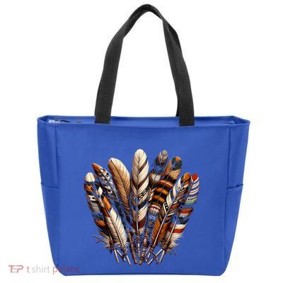 Southwest Native American Indian Feather Zip Tote Bag