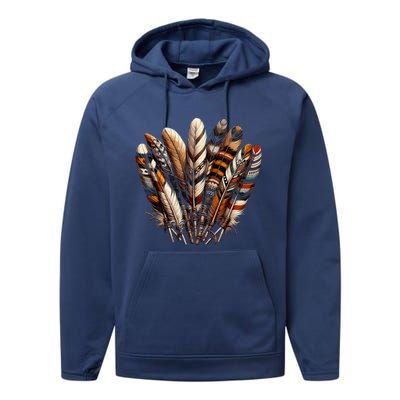 Southwest Native American Indian Feather Performance Fleece Hoodie