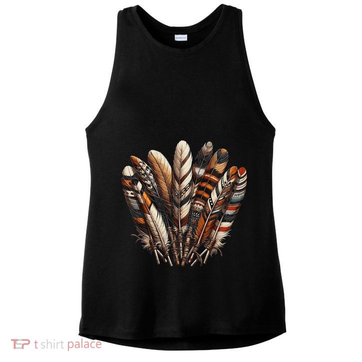 Southwest Native American Indian Feather Ladies PosiCharge Tri-Blend Wicking Tank