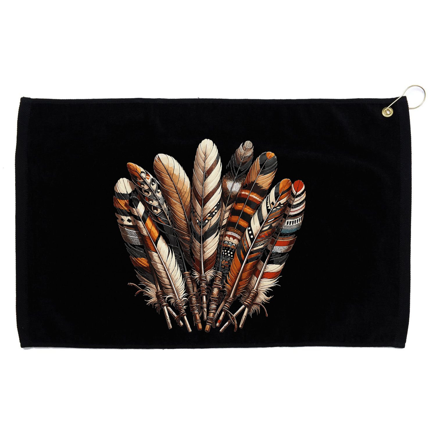 Southwest Native American Indian Feather Grommeted Golf Towel
