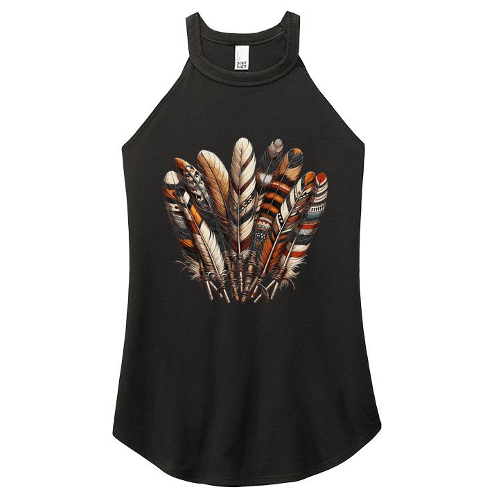 Southwest Native American Indian Feather Women's Perfect Tri Rocker Tank