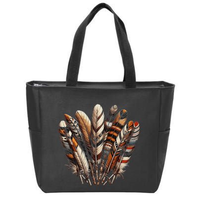 Southwest Native American Indian Feather Zip Tote Bag