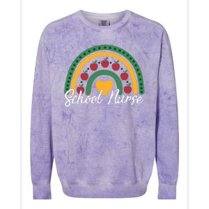 School Nurse Apple Rainbow Heart Colorblast Crewneck Sweatshirt