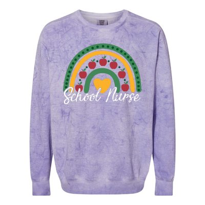 School Nurse Apple Rainbow Heart Colorblast Crewneck Sweatshirt