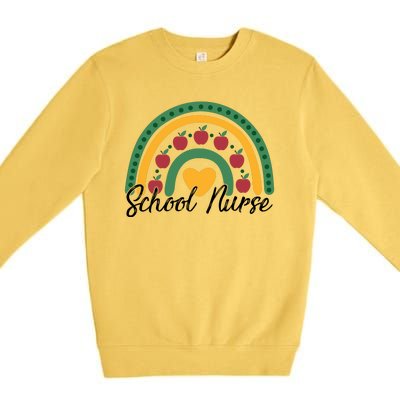 School Nurse Apple Rainbow Heart Premium Crewneck Sweatshirt