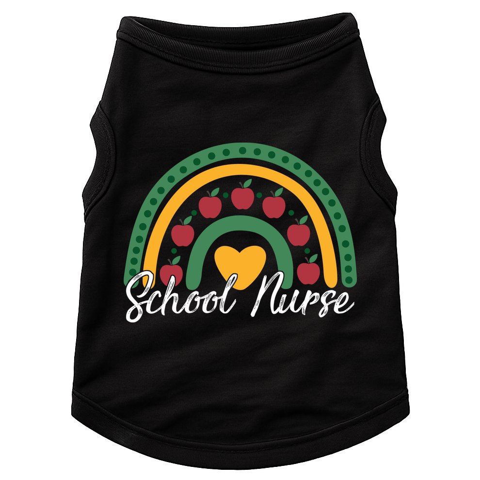 School Nurse Apple Rainbow Heart Doggie Tank