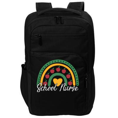 School Nurse Apple Rainbow Heart Impact Tech Backpack