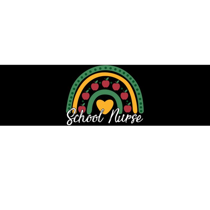 School Nurse Apple Rainbow Heart Bumper Sticker