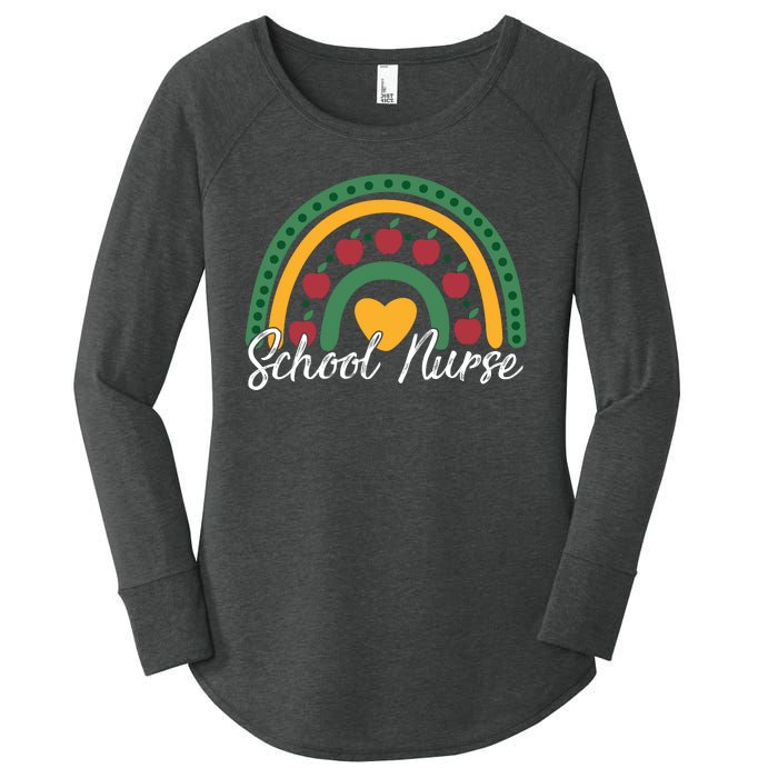 School Nurse Apple Rainbow Heart Women's Perfect Tri Tunic Long Sleeve Shirt