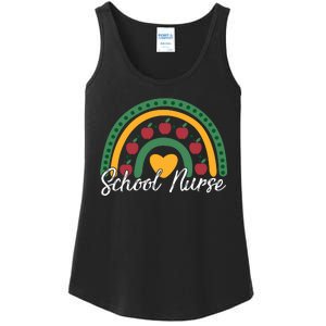 School Nurse Apple Rainbow Heart Ladies Essential Tank