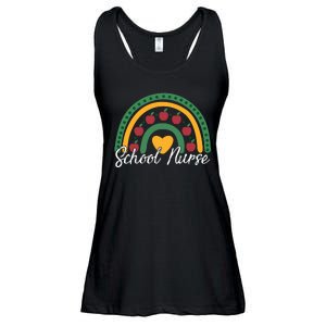 School Nurse Apple Rainbow Heart Ladies Essential Flowy Tank